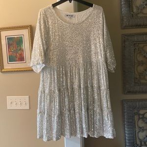 My Queen Sequin Baby Doll Dress Amazing Lace XL Semi Formal Dress